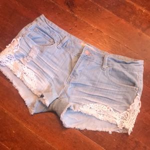 Lace jean shorts